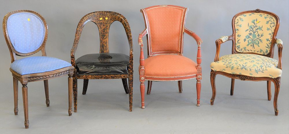 Appraisal: Group of chairs including Louis XV style upholstered chair etc