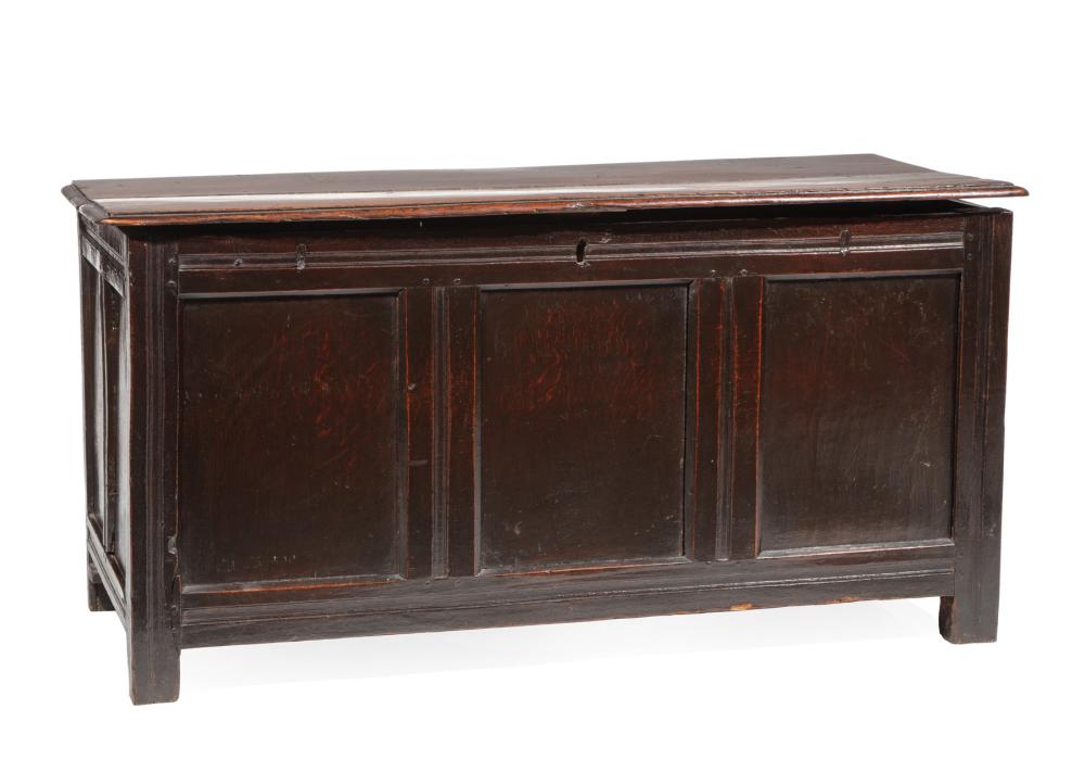 Appraisal: CONTINENTAL OAK BLANKET CHESTAntique Continental Oak Blanket Chest molded top