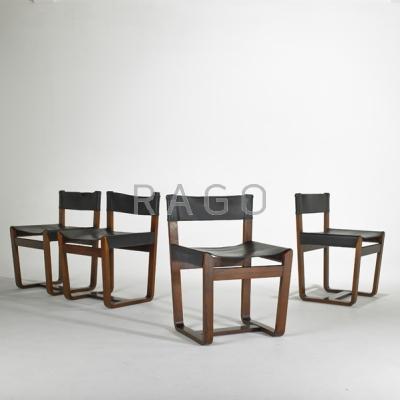 Appraisal: DANISH Set of four side chairs s Rosewood leather and