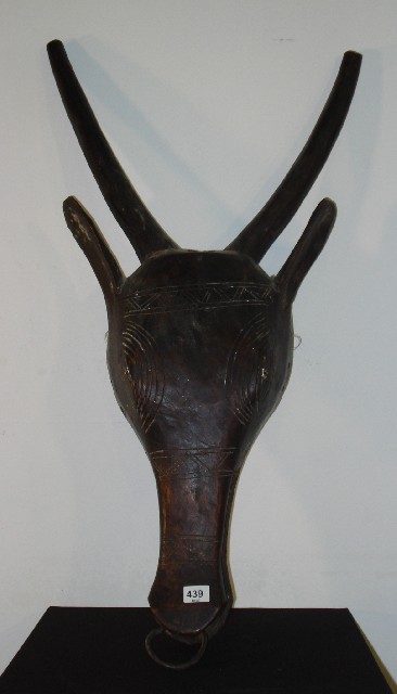 Appraisal: African Artefact A Carved Antelope Head carved wood x x