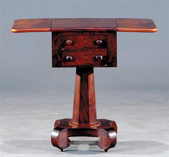 Appraisal: American Classical two-drawer stand circa rectangular drop-leaf top over two