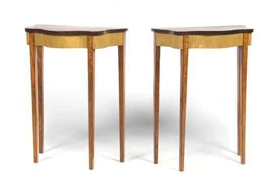 Appraisal: Pair of Biedermeier Side Tables having bow front form with