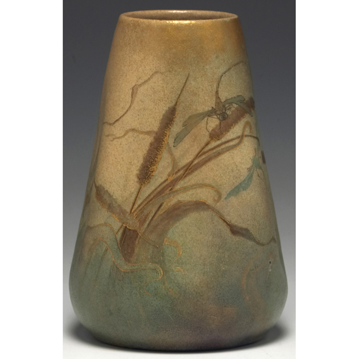 Appraisal: Clement Massier vase pinched shape in a mottled tan to