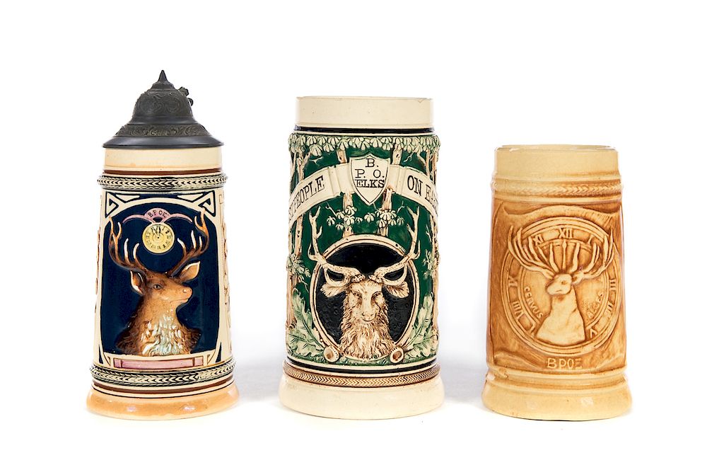 Appraisal: BPOE Elk Steins Excellent condition with no damage or repairs