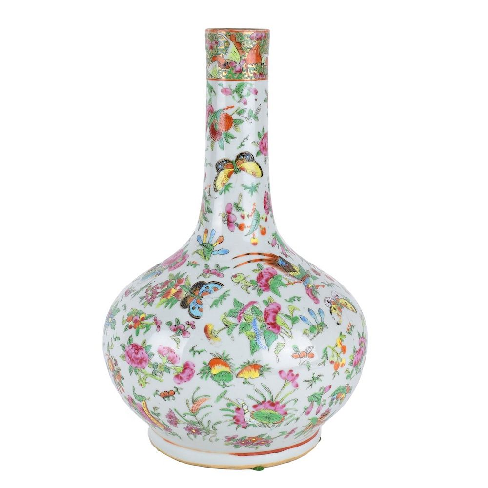 Appraisal: Chinese Export Porcelain Rose Medallion Vase Chinese Export Porcelain Rose