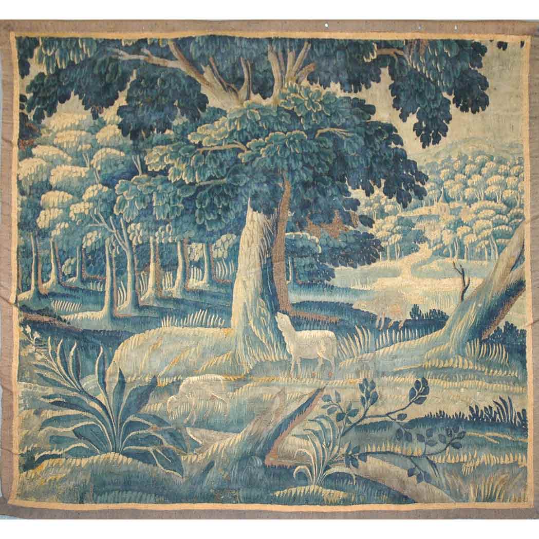 Appraisal: Flemish Verdure Tapestry Panel Belgium th century Featuring deer in