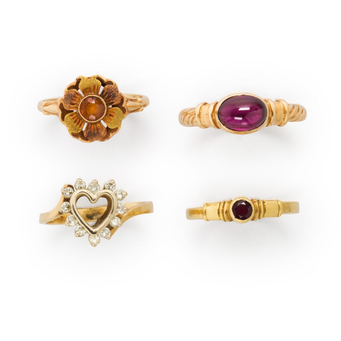 Appraisal: A GROUP OF GEMSTONE AND FOURTEEN OR EIGHTEEN KARAT GOLD