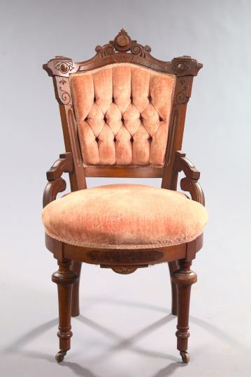 Appraisal: American Renaissance Revival Burl Walnut Sidechair third quarter th century