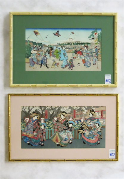 Appraisal: TWO JAPANESE WOODCUTS One after Yoshitora Utagawa - Geishas Parading