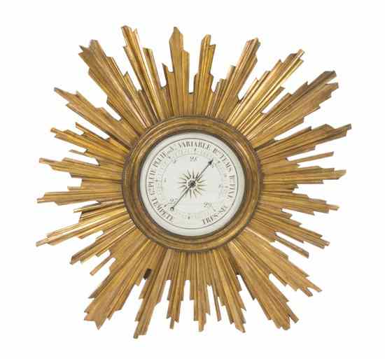 Appraisal: A French Giltwood Aneroid Barometer th century of sunburst form