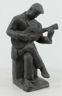 Appraisal: LOUTCHANSKY Jacob Bronze Guitarist Signed on base Jacob Loutchansky French