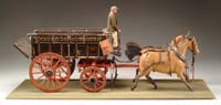 Appraisal: OUTSTANDING HAND MADE WOODEN HORSE DRAWN WAGON Late th early