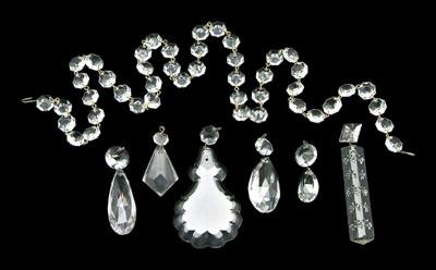 Appraisal: Group of glass prisms teardrops cut and others measurements in