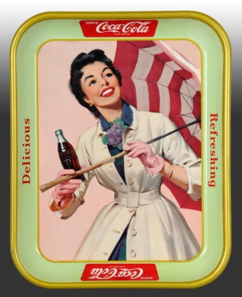 Appraisal: Coca-Cola Serving Tray feat Girl with Umbrella Description s Clean