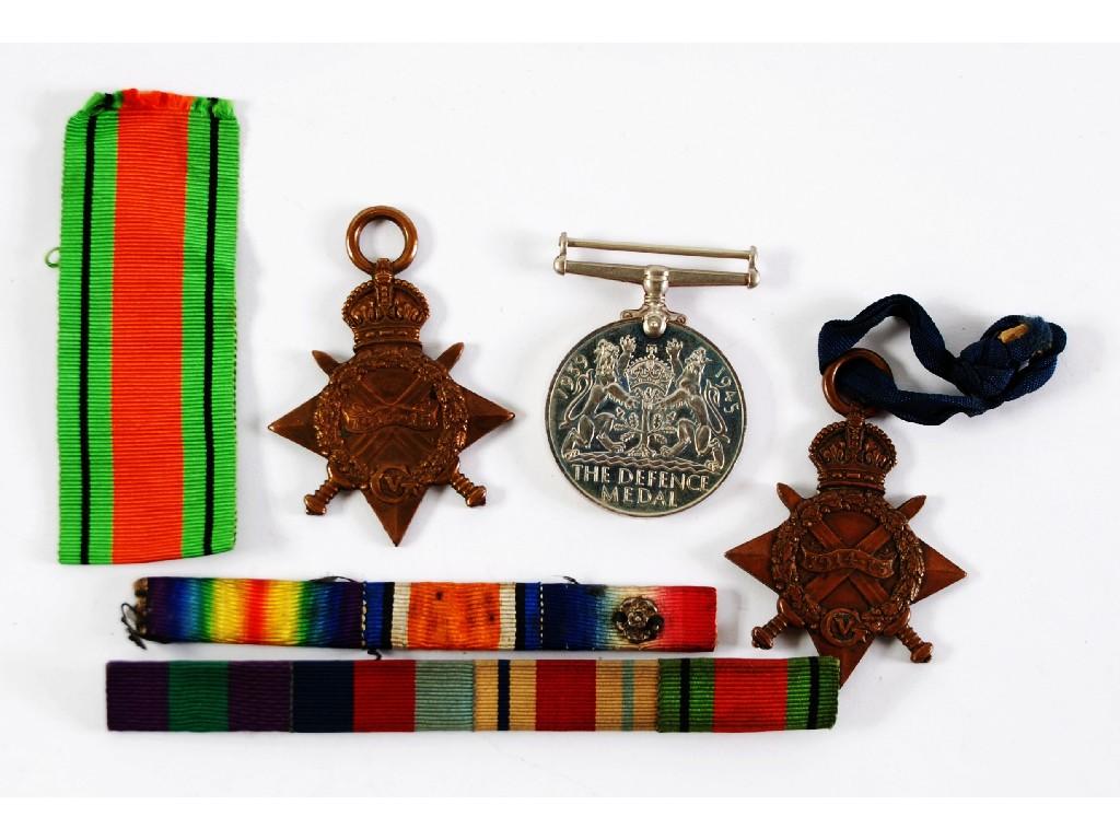 Appraisal: TWO WORLD WAR I - STARS awarded to PTE J