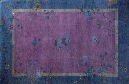 Appraisal: th c Chinese rug with blue border and meandering floral