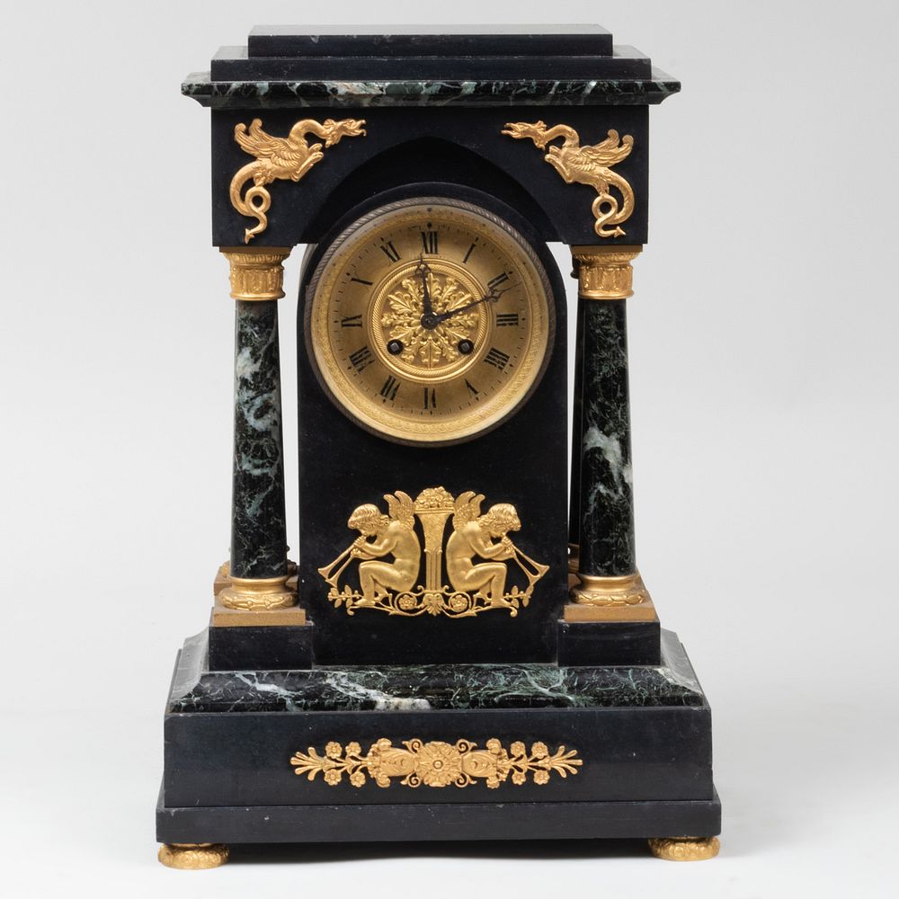 Appraisal: Empire Ormolu-Mounted Marble Mantle Clock x x in Condition Minor