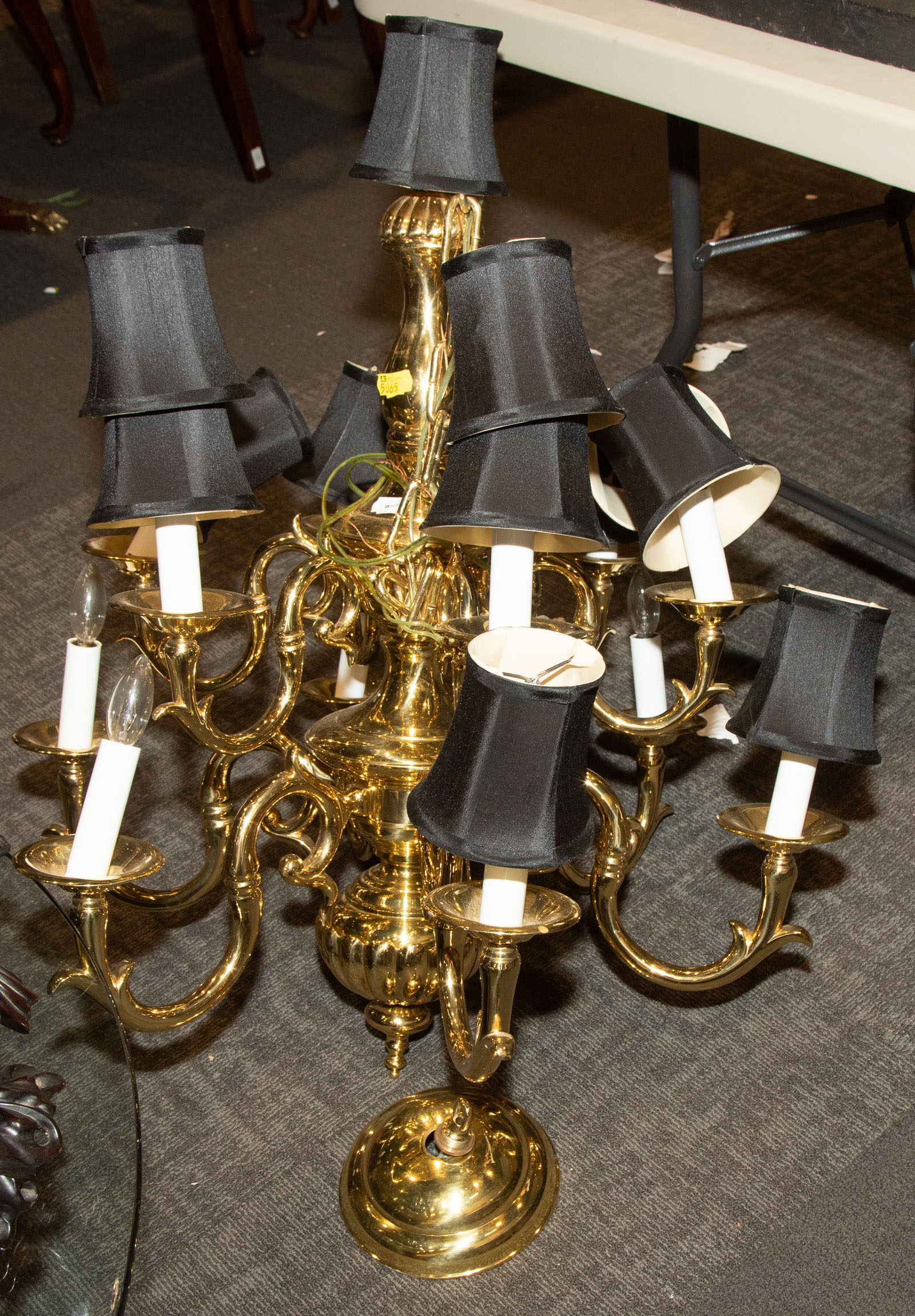 Appraisal: LARGE BRASS CHANDELIER With twelve lights and a set of