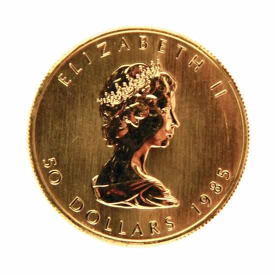 Appraisal: Canadian Gold Maple Leaf coin obverse with portrait of Queen