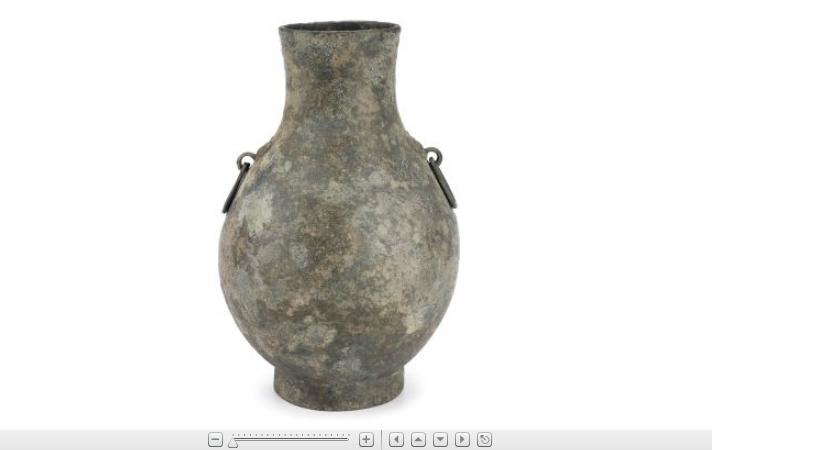 Appraisal: Large Chinese silver and gold inlaid bronze vase HuTypical form