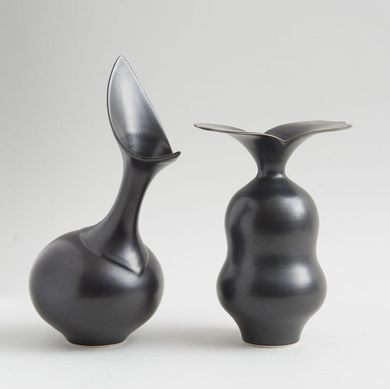 Appraisal: VIVIAN FOLEY TWO VASES Glazed porcelain with raised mark x