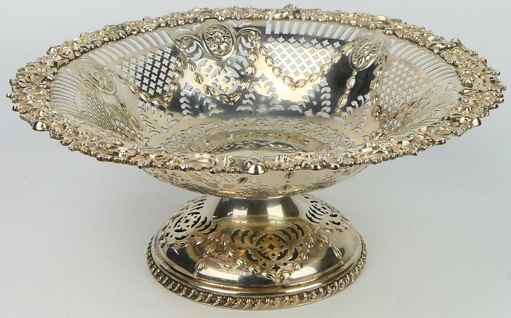 Appraisal: FABULOUS EARLY TH C STERLING FOOTED FRUIT BOWL All reticulated