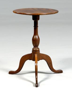 Appraisal: Queen Anne mahogany candle stand circular top with maple baluster