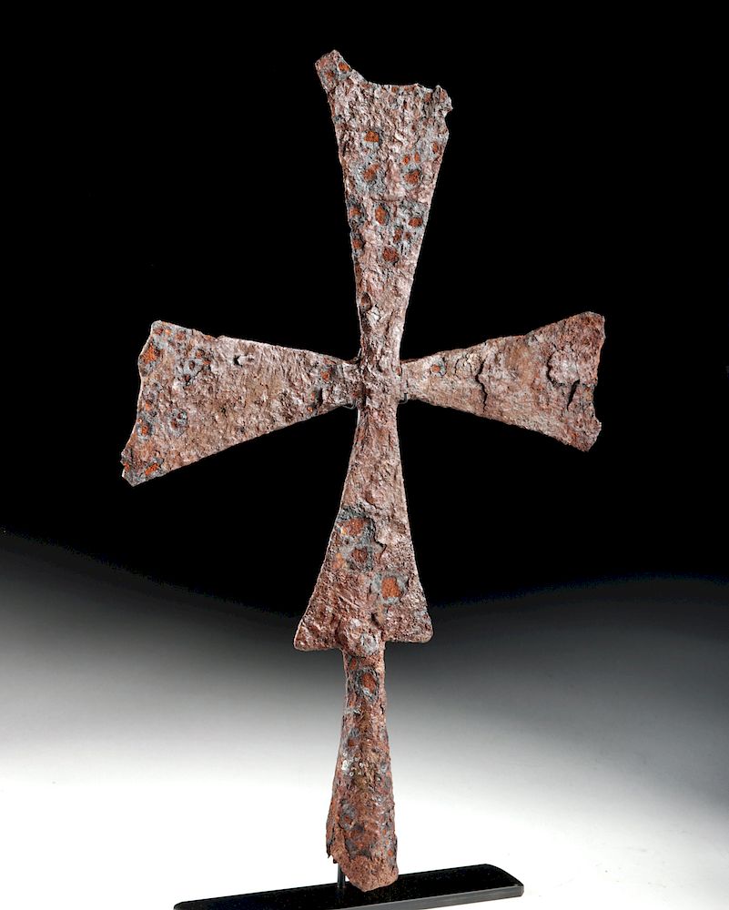 Appraisal: Holyland Early Byzantine Iron Cross Standard Originally Listed At Ancient