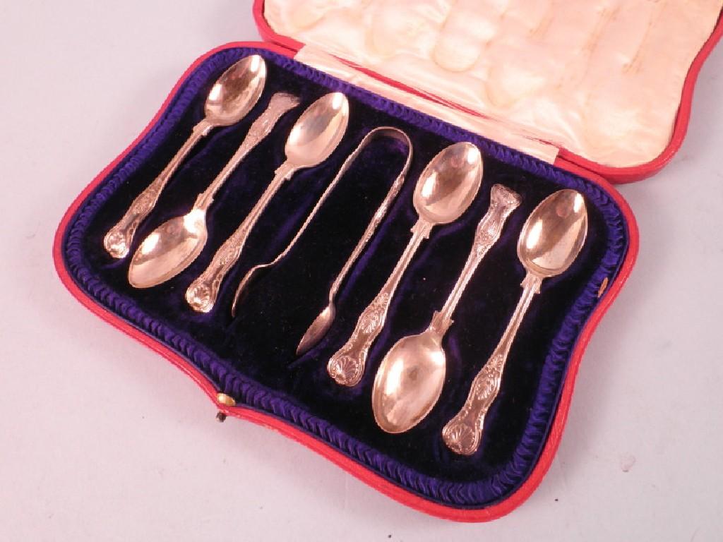 Appraisal: A set of six silver kings pattern teaspoons and matching