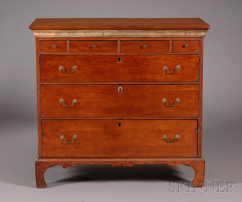 Appraisal: Pine Carved Chest of Drawers New England late th century