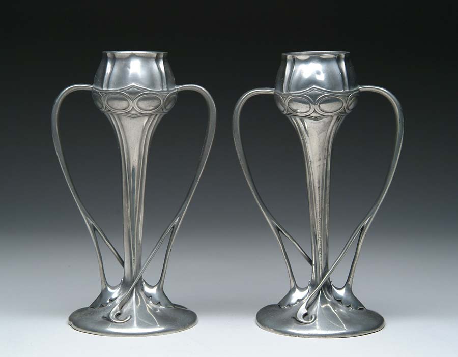 Appraisal: PAIR OF LIBERTY TUDRIC VASES Exceptional Art Nouveau vases are