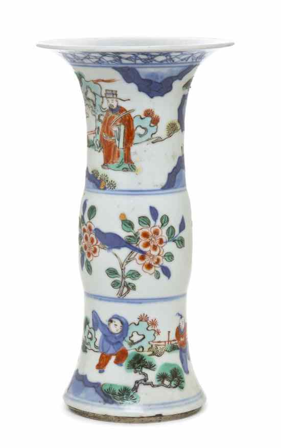 Appraisal: A Chinese Porcelain Gu-Form Vase having doucai enameled decoration with