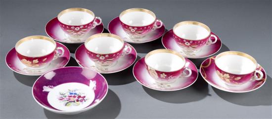 Appraisal: Fourteen Russian Gardner teacups and saucers c All Teacups and