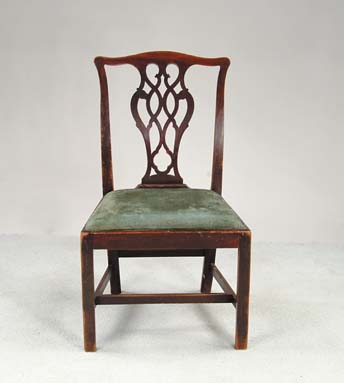 Appraisal: GEORGE III STYLE MAHOGANY SIDE CHAIR Serpentine crest rail with