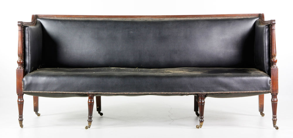 Appraisal: - Early Sheraton Sofa Unusual Salem MA Sheraton sofa frame