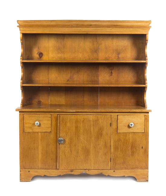 Appraisal: Sale Lot An American Pine Stepback Cupboard having two shelves