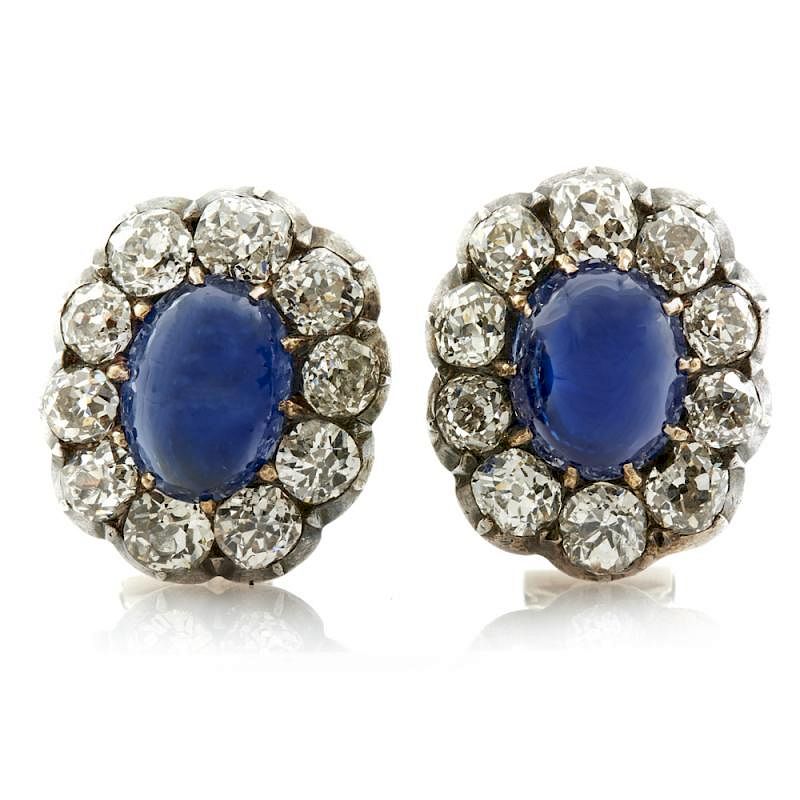 Appraisal: Stunning k white gold sapphire and diamond earrings Stunning k