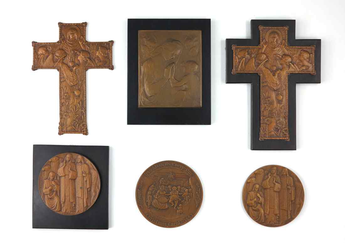 Appraisal: RELIGIOUS BRONZE MEDALLIONS PLAQUES To include G Cariati for Medallic