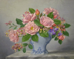 Appraisal: John E Nicholls act - - Albertine Roses and Honeysuckle