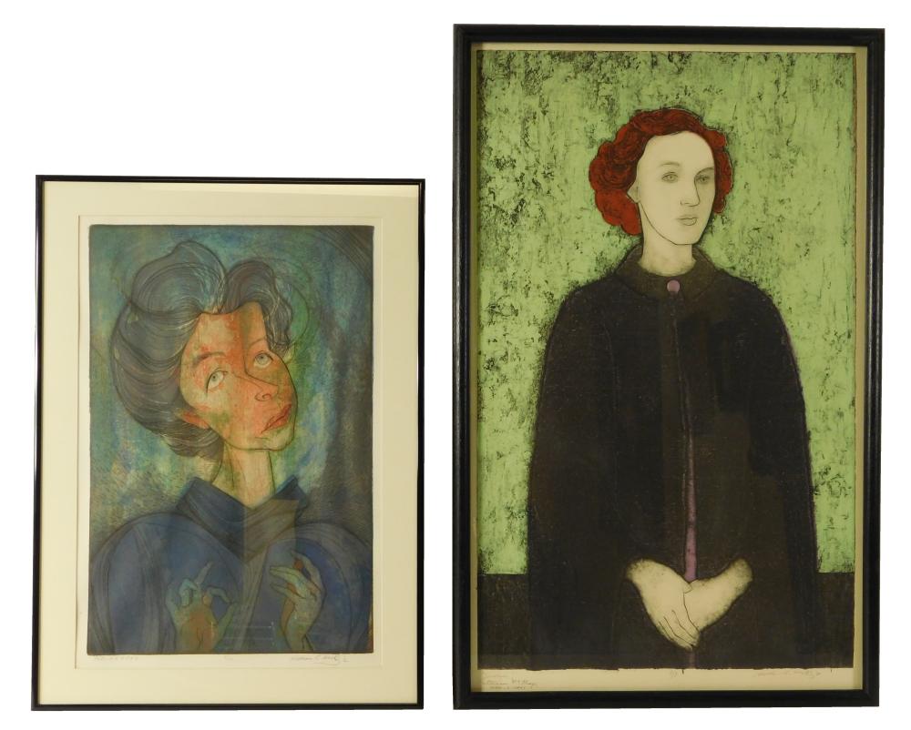 Appraisal: William A McCloy Connecticut - two color aquatint portraits of