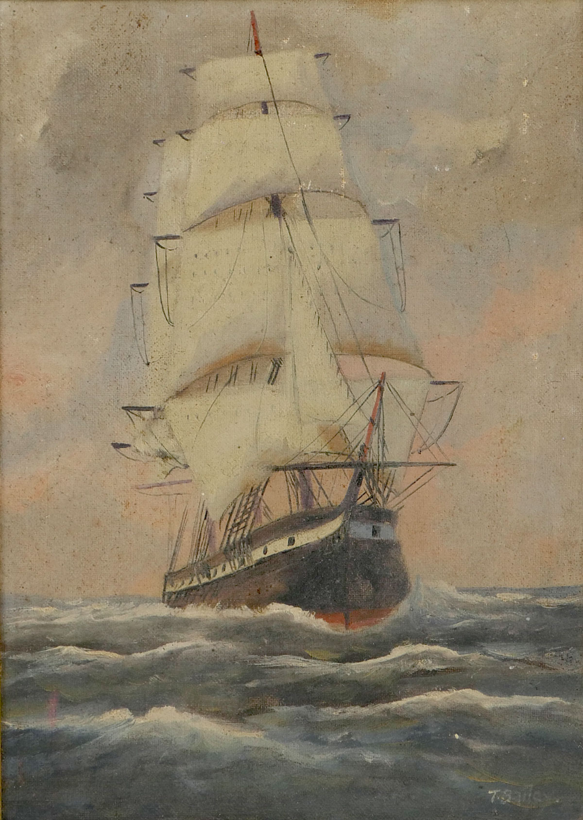 Appraisal: T BAILEY CLIPPER SHIP PAINTING Oil Canvas '' x ''