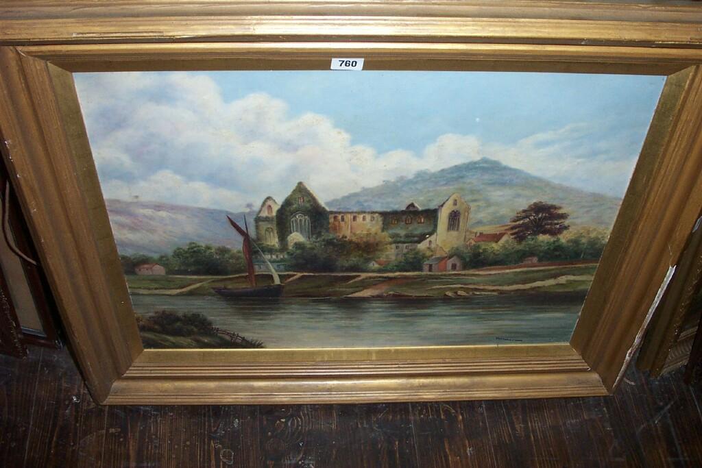 Appraisal: An early th century oil painting on board of Tintern