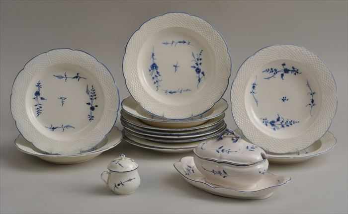 Appraisal: TWELVE CHANTILLY PORCELAIN PLATES A SAUCE TUREEN AND ATTACHED STAND