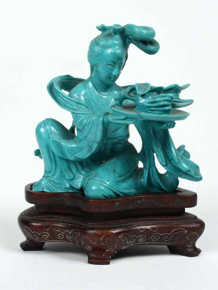 Appraisal: TURQUOISE CARVED COURT LADY - Carved in the full round