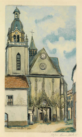 Appraisal: MAURICE UTRILLO after L' glise de Limours Color aquatint and