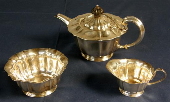 Appraisal: Edward VII silver three piece tea set of fluted form