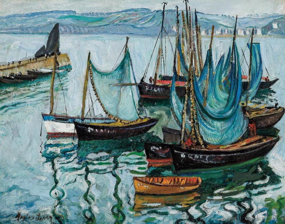 Appraisal: RICHARD HAYLEY LEVER American - Boats in a Harbor oil