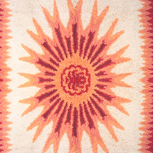 Appraisal: DANISH MODERN Shag area rug with sunburst pattern and flame