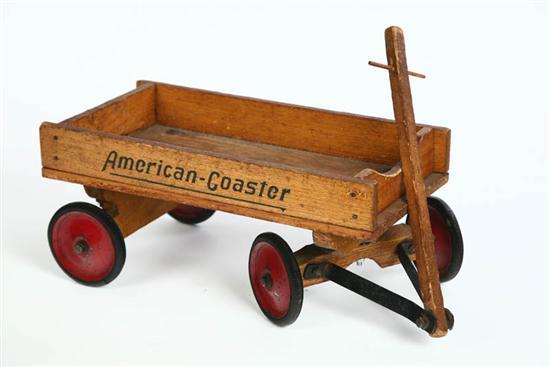 Appraisal: CHILD'S WAGON Wood wagon with rubber wheels and tin hubcaps