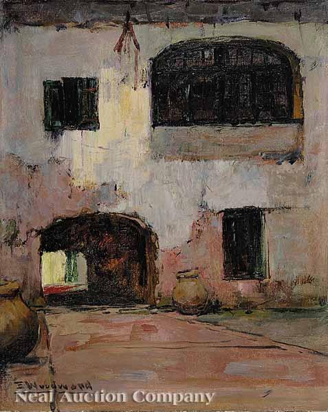 Appraisal: Ellsworth Woodward American New Orleans - French Quarter Courtyard oil